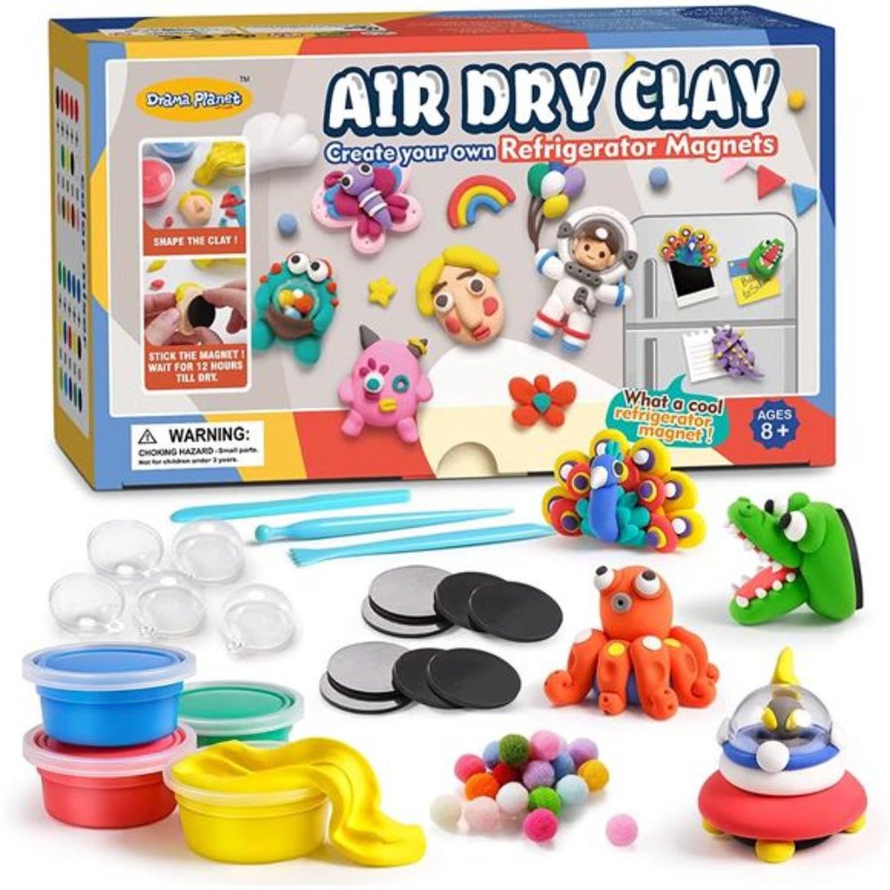 Air Dry Clay Kit,  Refrigerator Magnets with Modeling Clay for Boys & Girls